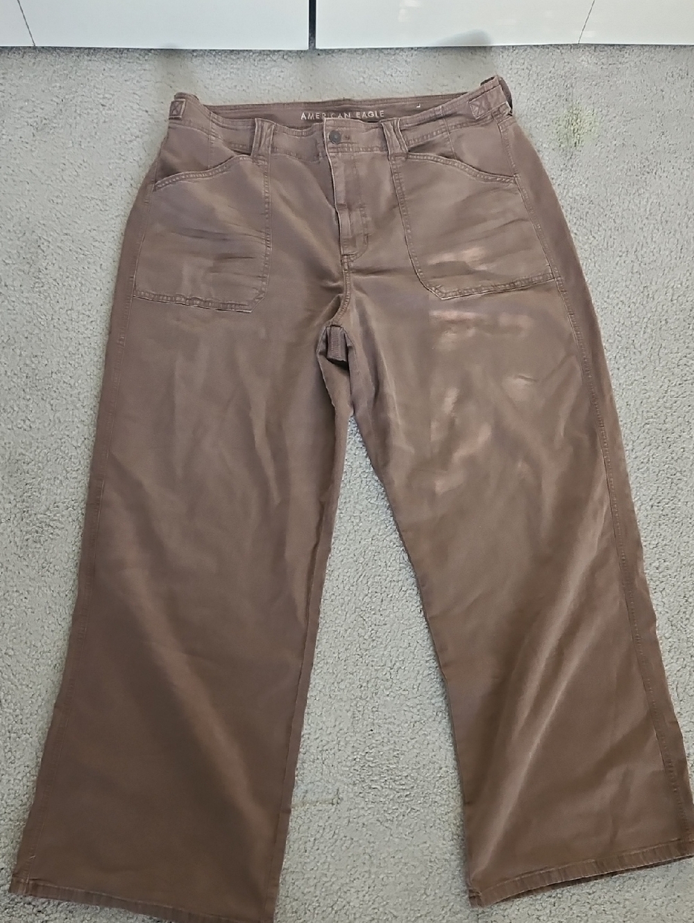 American Eagle Rust-Brown High-Rise Wide Leg Pants